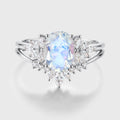 Oval cut Moonstone | Moissanite Cluster Engagement Bridal Set