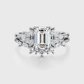 1.0CT~5.0CT Emerald cut Lab grown Diamond Cluster Engagement Ring Set