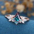 Kite Cut Alexandrite | Diamond  Engagement Ring 