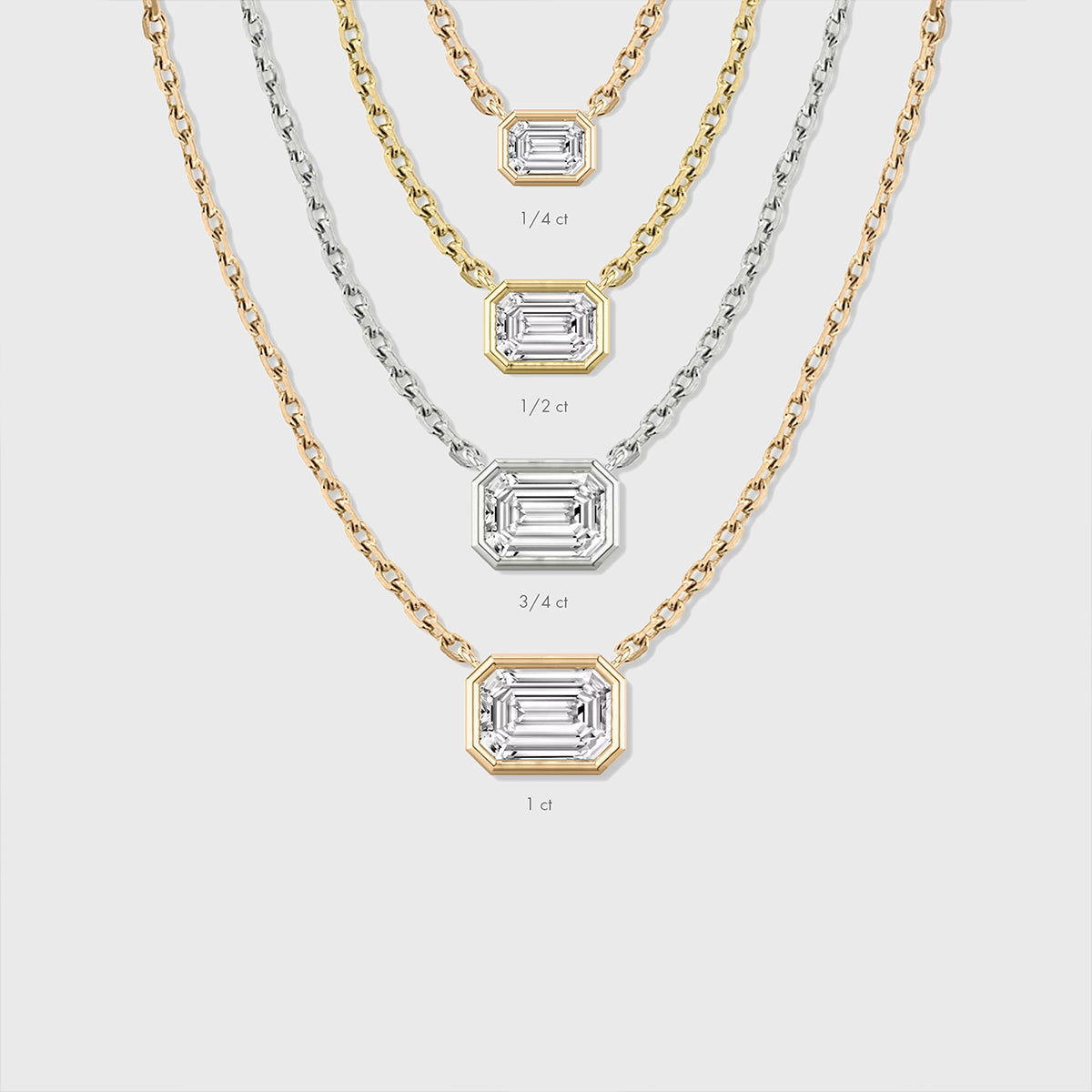 1.0 Carat Emerald Cut Lab grown diamond Pendant Necklace