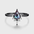 Kite Cut Lab Alexandrite Engagement Ring