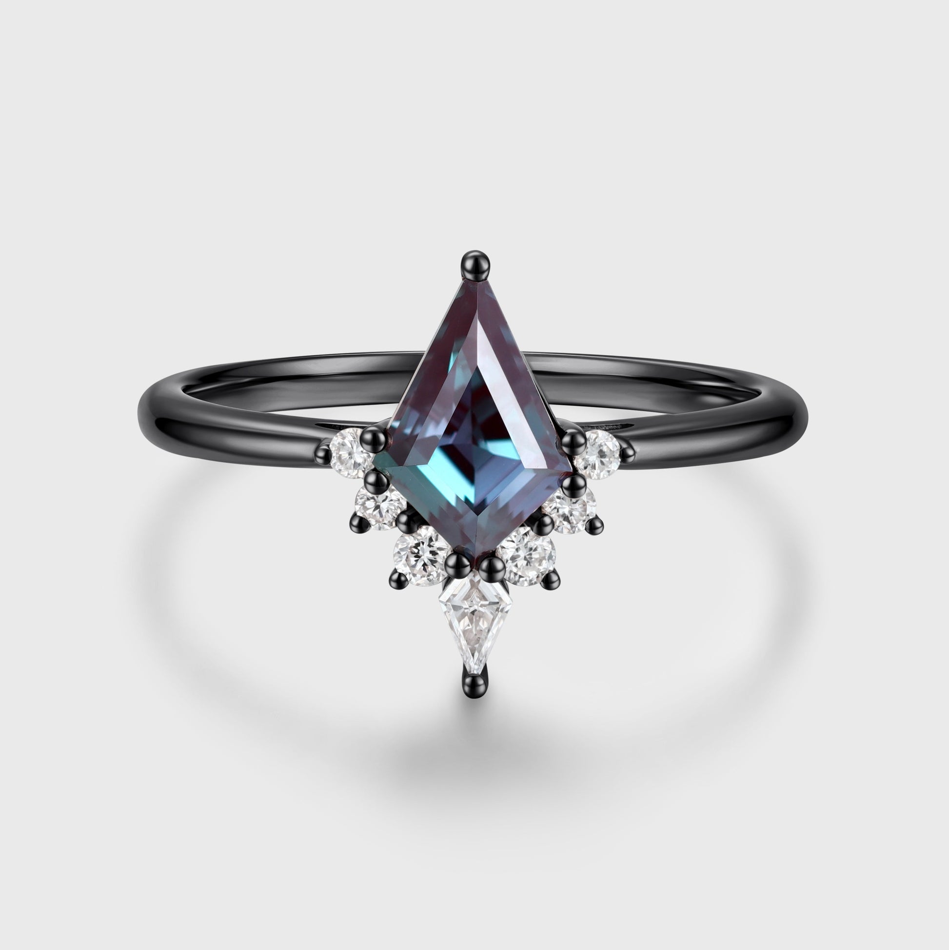 Kite Cut Lab Alexandrite Engagement Ring