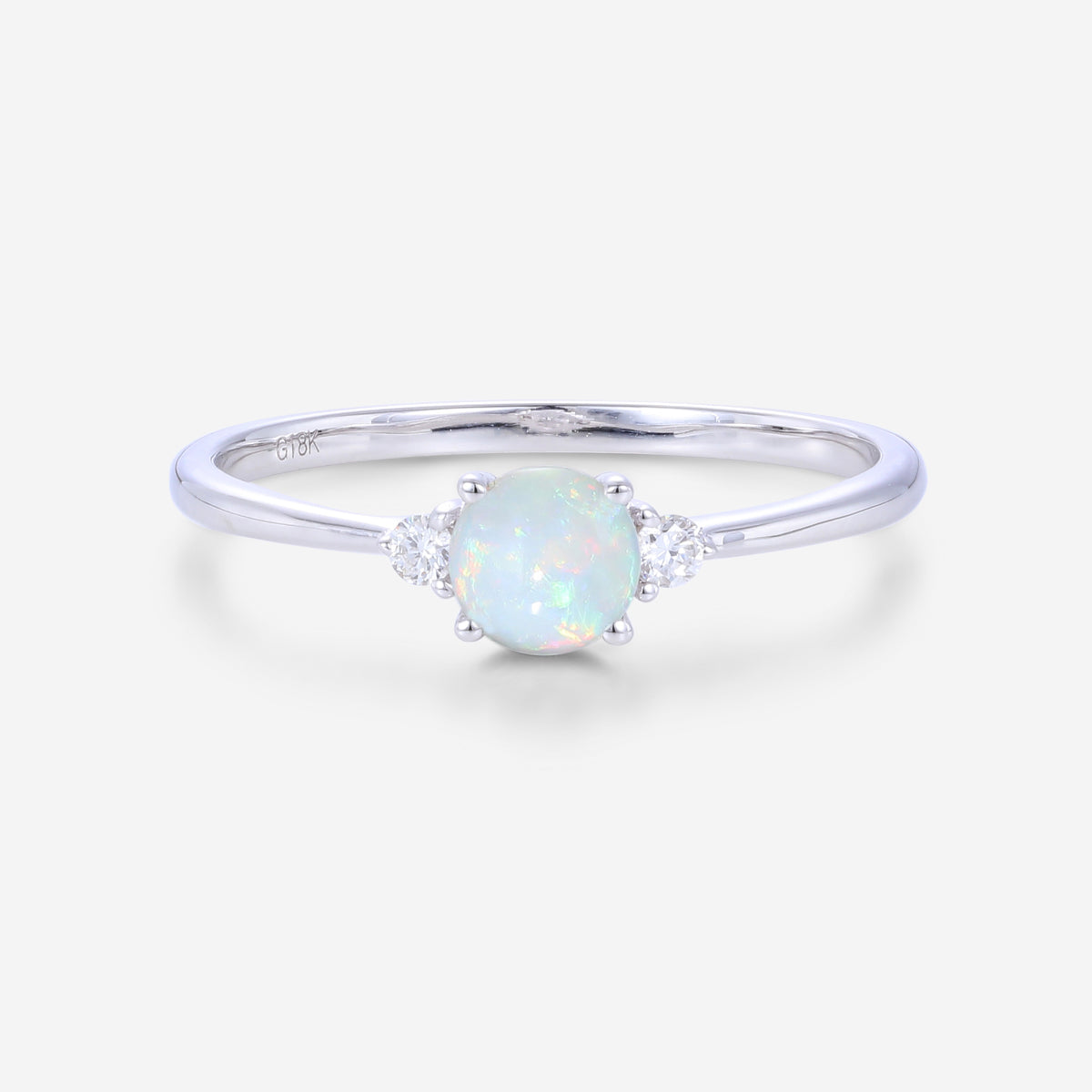 Round cut Opal | Aquamarine Engagement ring