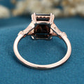 Emerald cut Black Onyx Solid Gold Engagement Ring