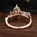 Nature Inspired Kite cut Moissanite Leaf Gold Engagement Ring