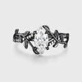Nature Inspired Marquise cut Moissanite Leaf Gold Engagement Ring