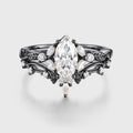 Marquise cut Moissanite Leaf Vine Wedding Bridal Set