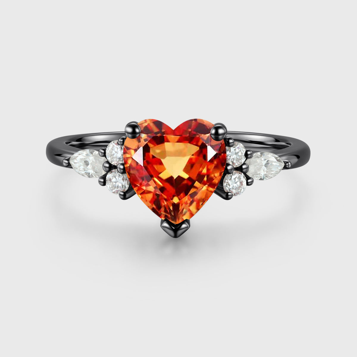 Heart cut Lab Yellow Sapphire Engagement ring