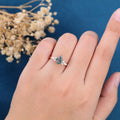 1.4Carat Kite Cut Natural Green Moss Agate Cluster Engagement Ring