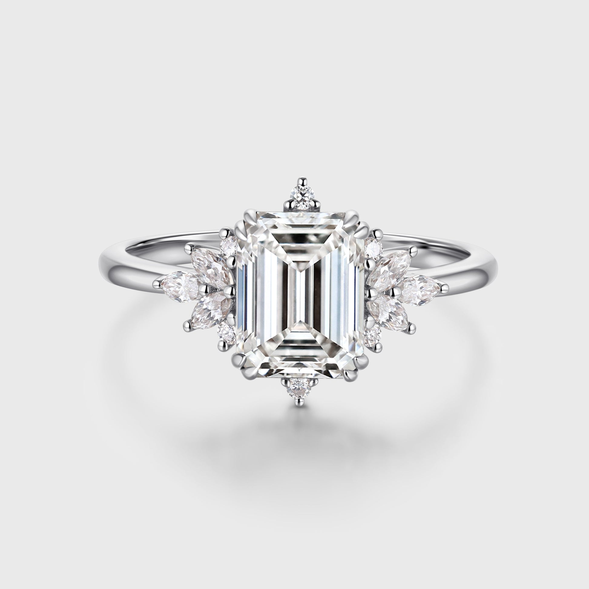 2.0CT Emerald cut Lab grown Diamond Halo Engagement Ring
