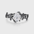 Nature Inspired Oval cut Moissanite Leaf Gold Engagement Ring