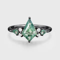 Kite cut Moss Agate Solid Gold Engagement Ring