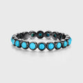 Bezel setting Round cut Turquoise Full Eternity Gold Wedding Band