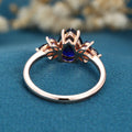Pear cut Lab Blue Sapphire Solid Gold Engagement Ring