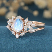 Pear cut Moonstone Wedding Bridal Set