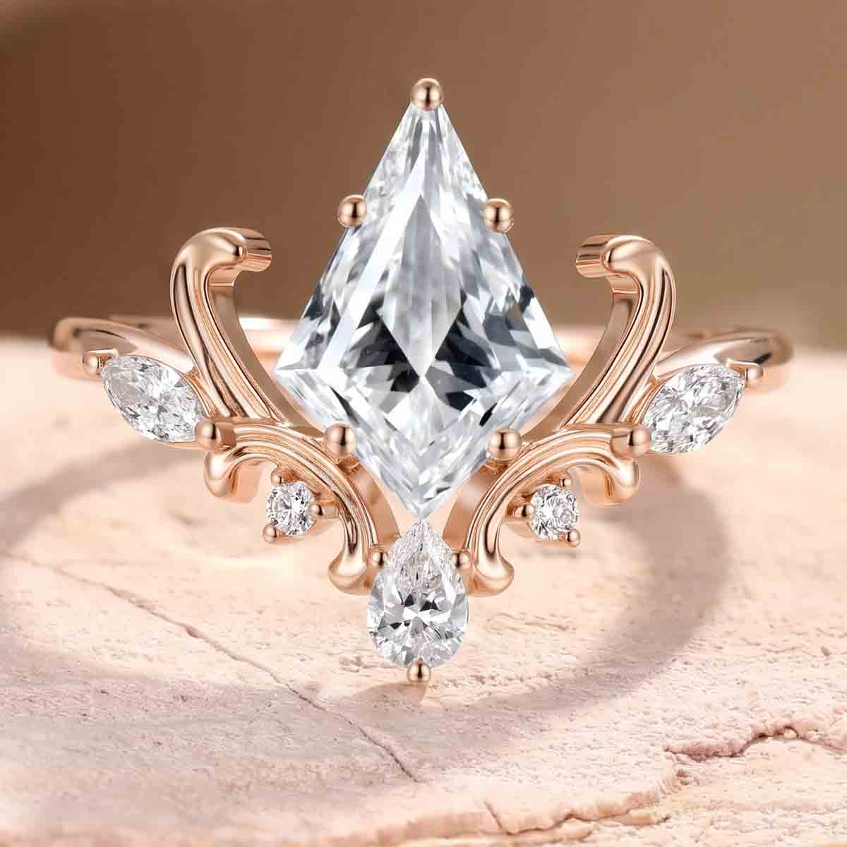 Vintage 1.0CT~3.0CT Kite cut Lab grown Diamond Engagement Ring