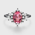 Oval cut Tourmaline Cluster Engagement ring