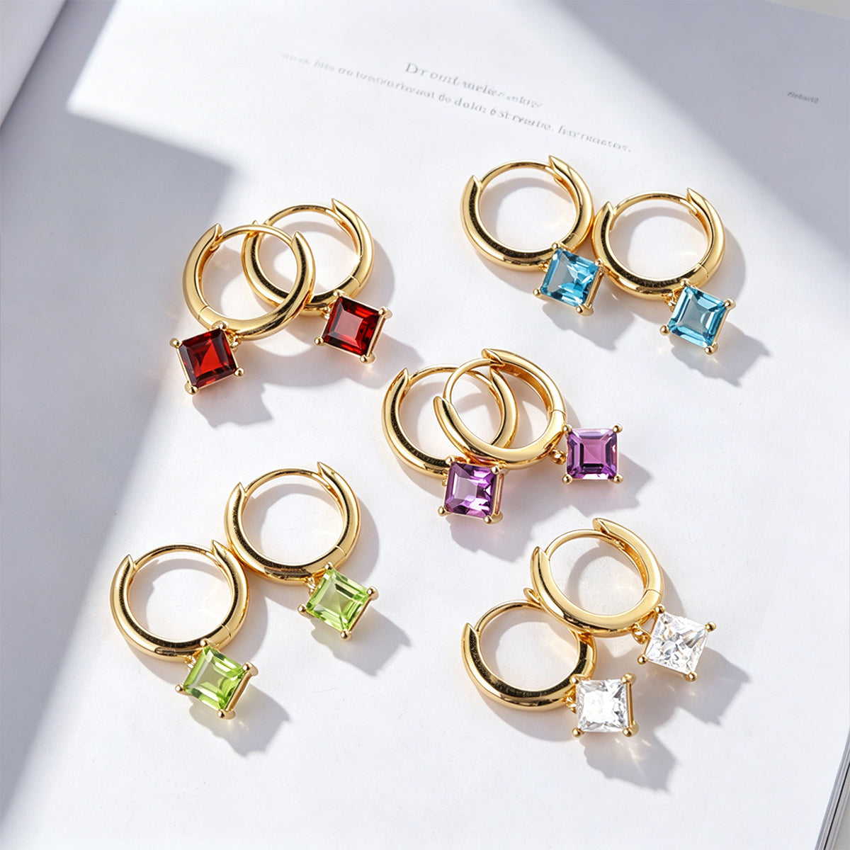 Princess cut Lab Grown Diamond Hoop Earrings Set