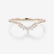 Pear shaped Diamonds | Moissanite half eternity Curved Wedding Band Ring