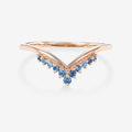 Blue-Green Sapphire Curved Wedding Band Ring