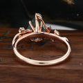 Nature Inspired Kite cut Moss Agate Leaf Gold Engagement Ring