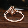 Nature Inspired Marquise cut Moissanite Leaf Gold Engagement Ring