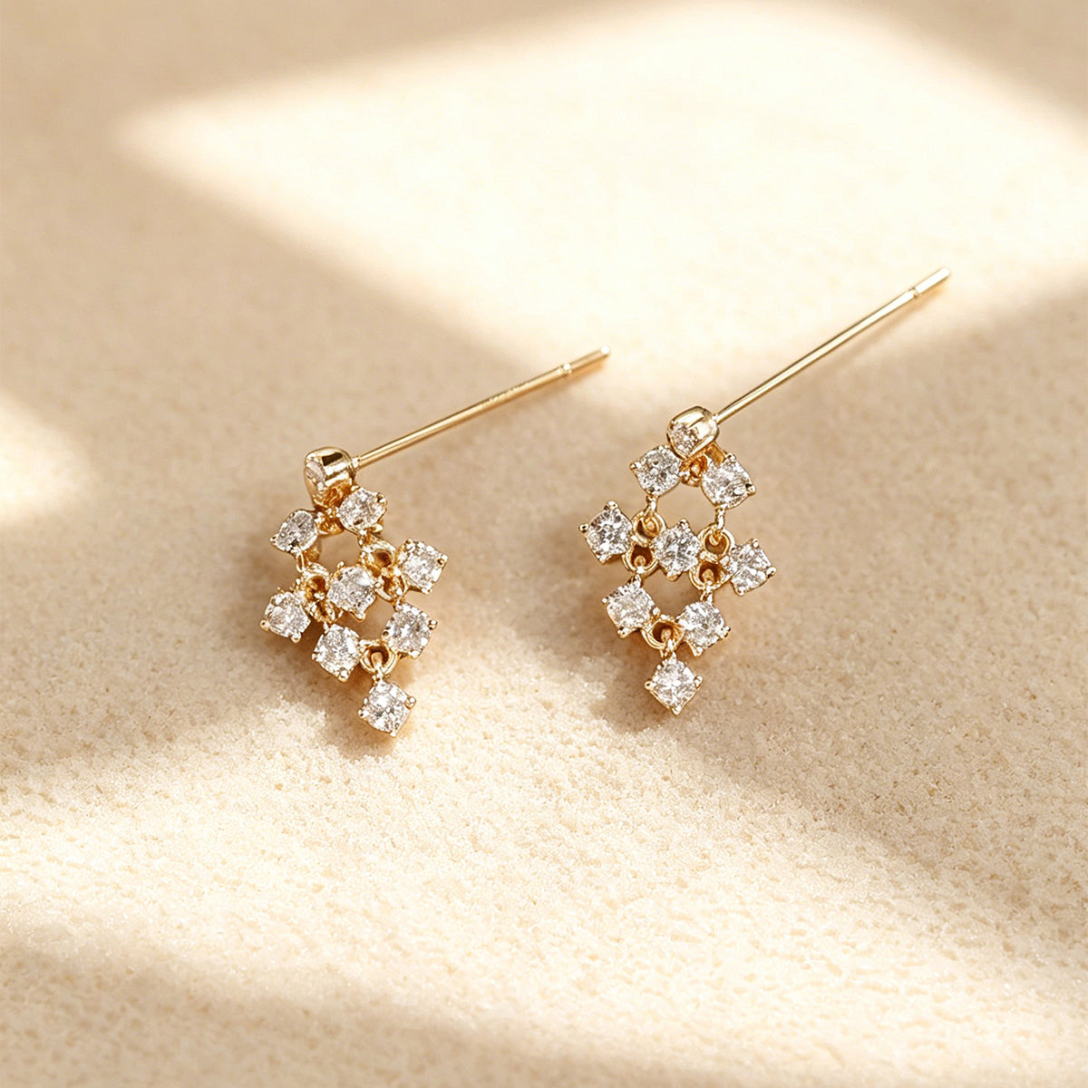 Round Lab grown Diamond Drop Earrings Set