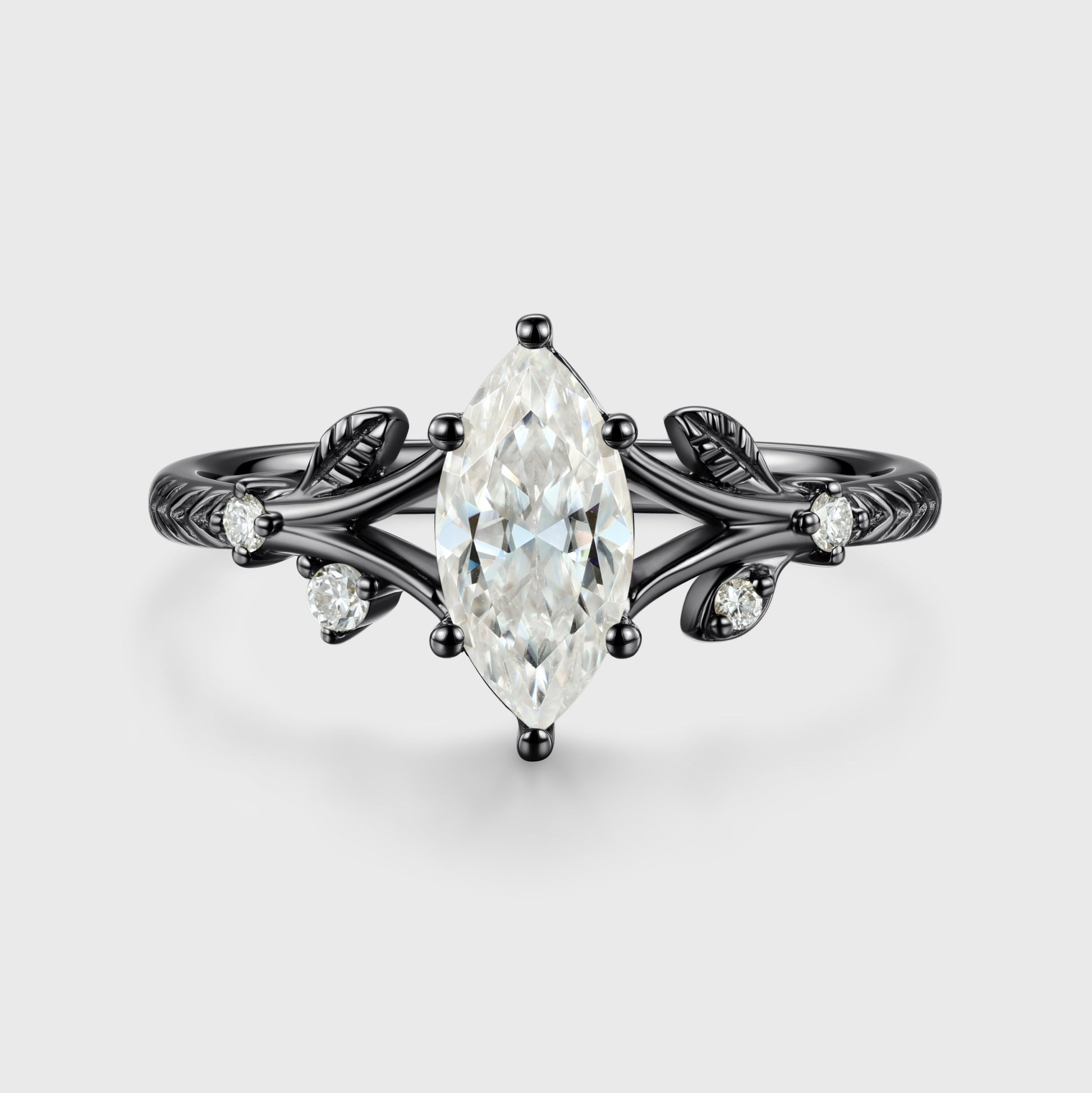 Nature Inspired Marquise cut Moissanite Engagement Ring