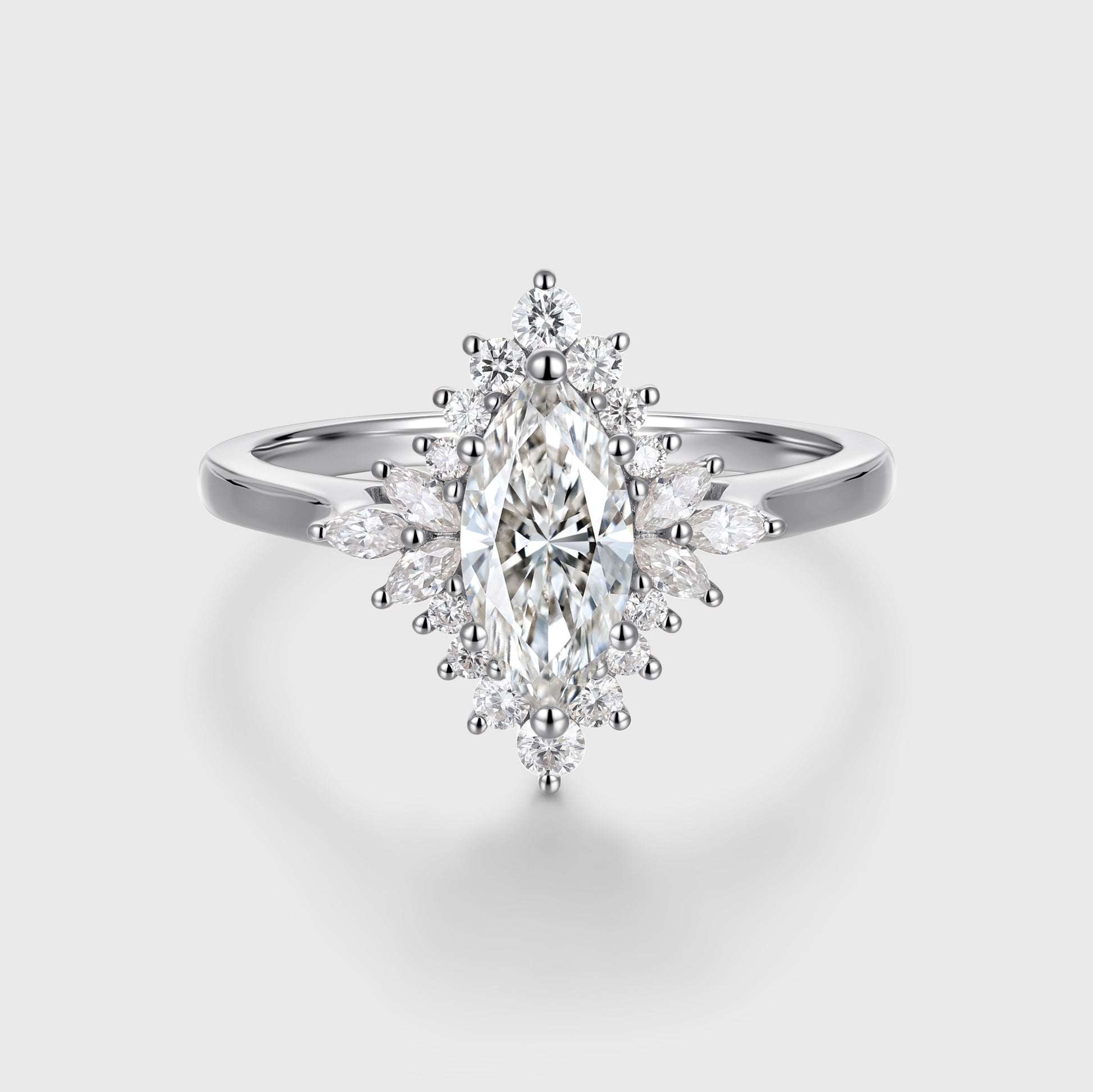 1.0CT~5.0CT Marquise cut Lab grown Diamond Halo Engagement Ring