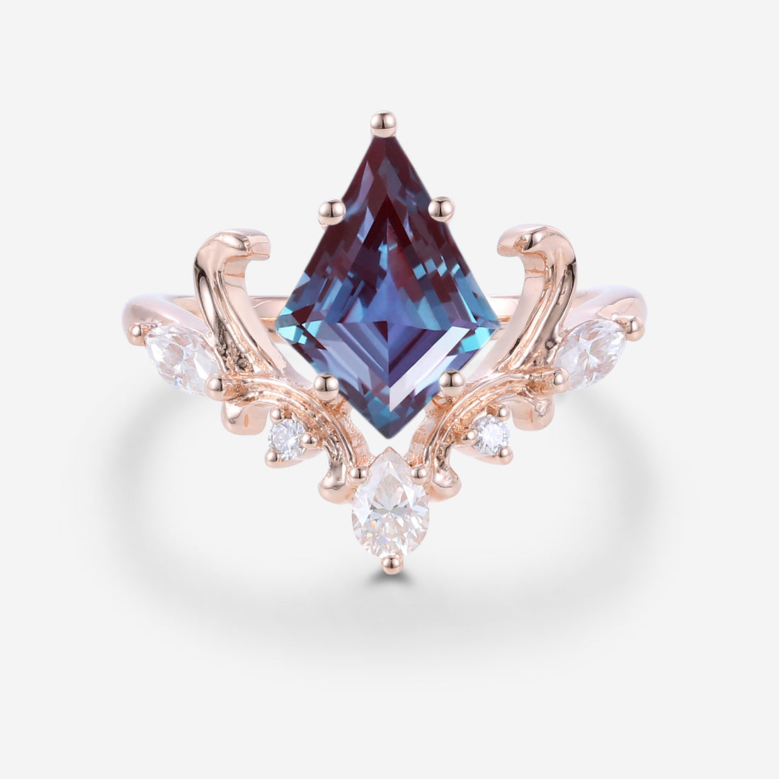 Kite Cut Alexandrite Engagement Ring