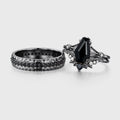 Coffin cut Black Onyx Solid Gold Couples Ring Set