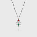 Pear cut Lab Emerald Pendant Necklace with Moissanite Halo Accents (Copy)