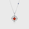 Round cut Spinel Pendant Necklace with Diamonds Halo Accents