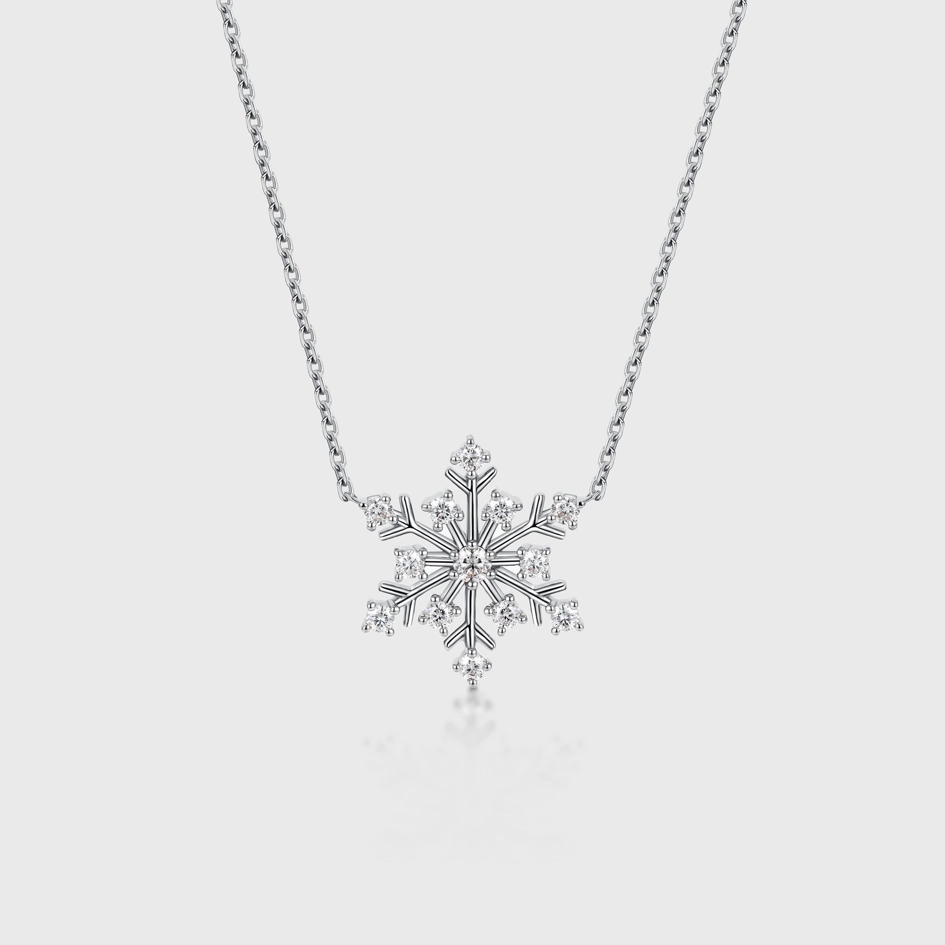 Christmas Snowflake Pendant Necklace with Diamonds
