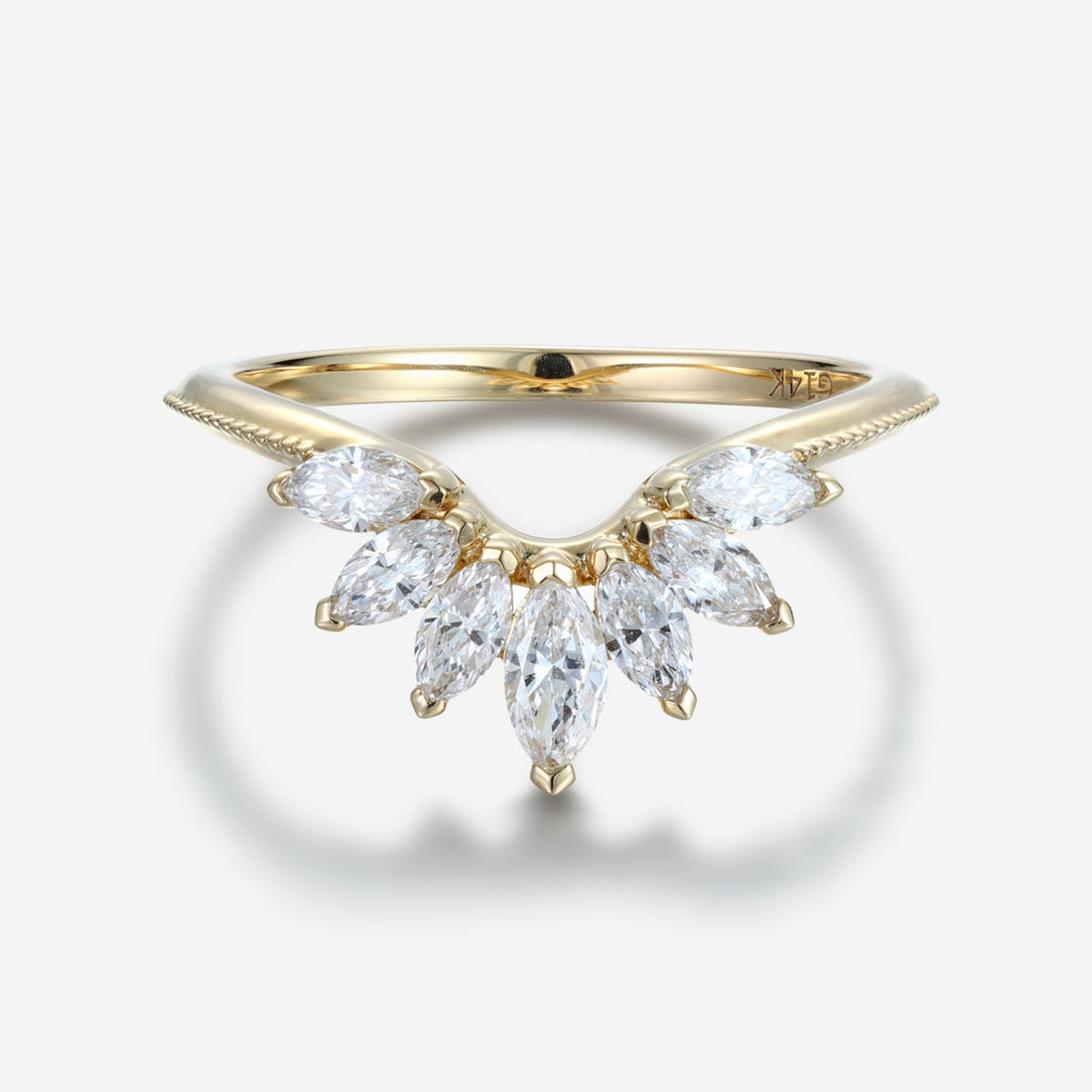 Marquise cut Moissanite Curved Wedding Band