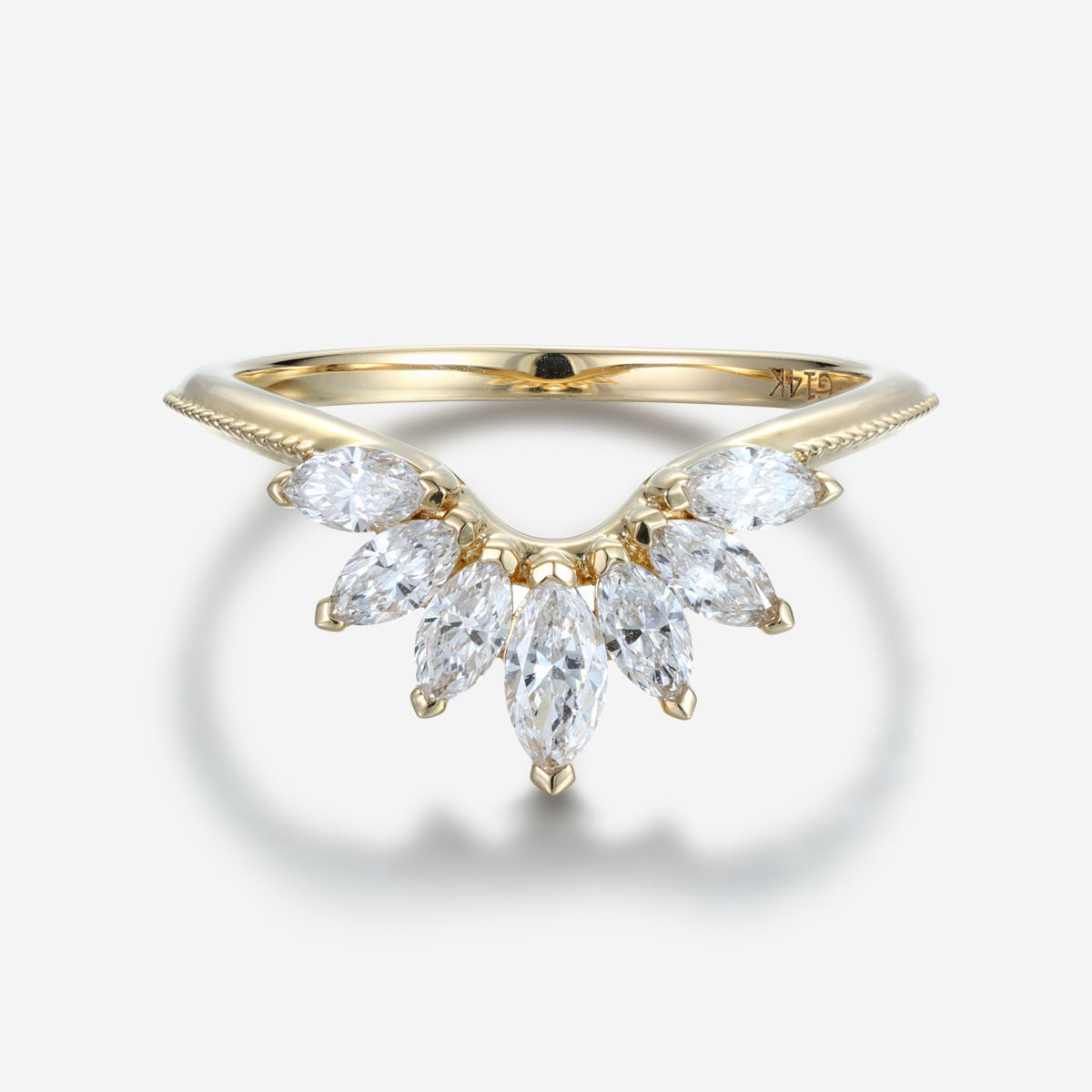 Marquise cut Moissanite Curved Wedding Band