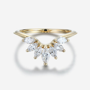Marquise cut Moissanite Curved Wedding Band