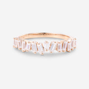 Half Eternity Baguette Cut Moissanite|Diamond Wedding Band