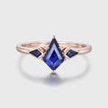 Kite Cut Lab Sapphire Yellow Gold Engagement Ring