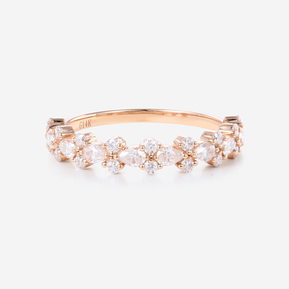 Pear cut Moissanite | Diamond Half Eternity Wedding Band