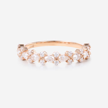 Pear cut Moissanite | Diamond Half Eternity Wedding Band