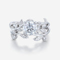 Round cut Moissanite Engagement ring White gold Diamond Wedding Bridal Set