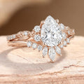1.0CT~5.0CT Kite cut Lab grown Diamond Luxury Pave Leaf Engagement Ring set