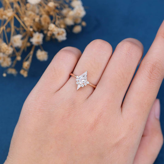 Kite Cut Moissanite Engagement Ring