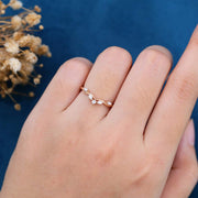 Marquise cut Moissanite | Diamond Rose gold Curved Wedding Band