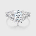 Oval cut Cluster Moissanite engagement ring set vintage