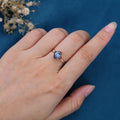 Hexagon cut Lab Alexandrite Solid Gold Engagement Ring