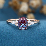 Oval cut Lab Alexandrite | Diamond Engagement ring