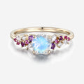 Round cut Moonstone Cluster Engagement ring