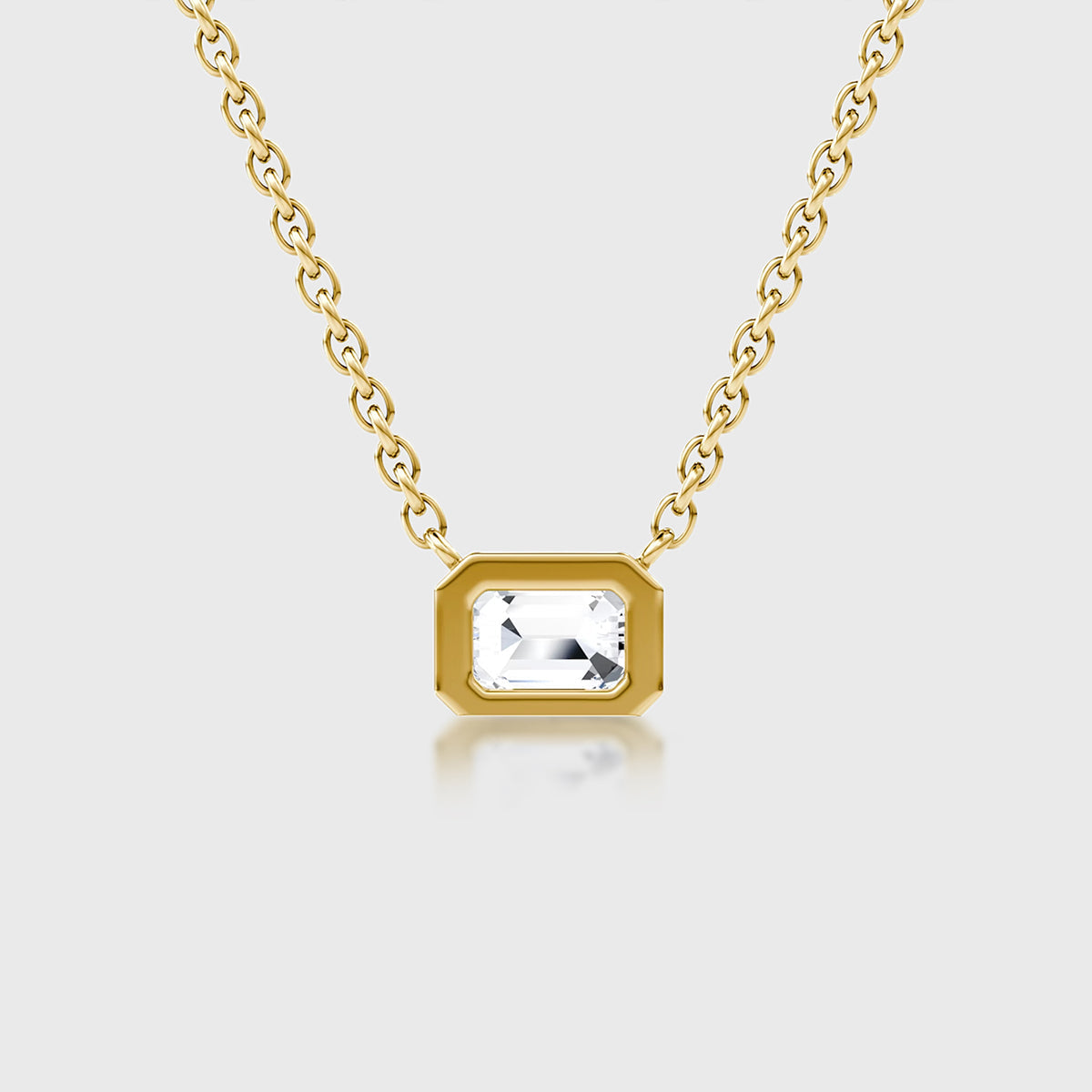 1.0 Carat Emerald Cut Lab grown diamond Pendant Necklace